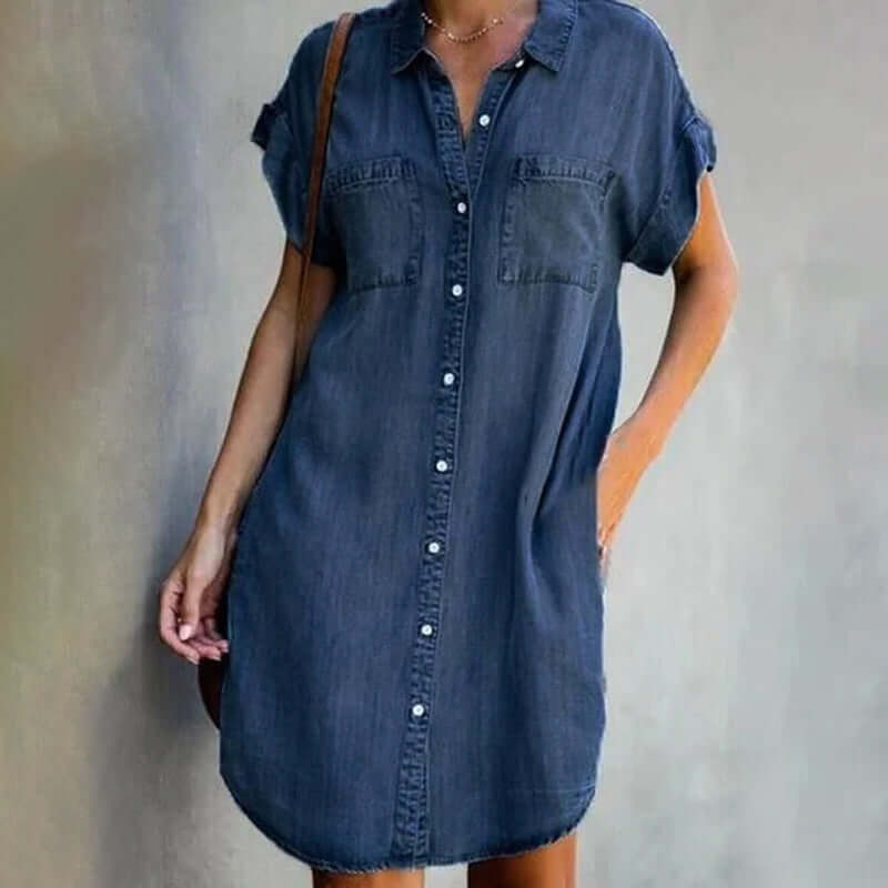 Valerie ™ | Elegant denim dress with belly coverage