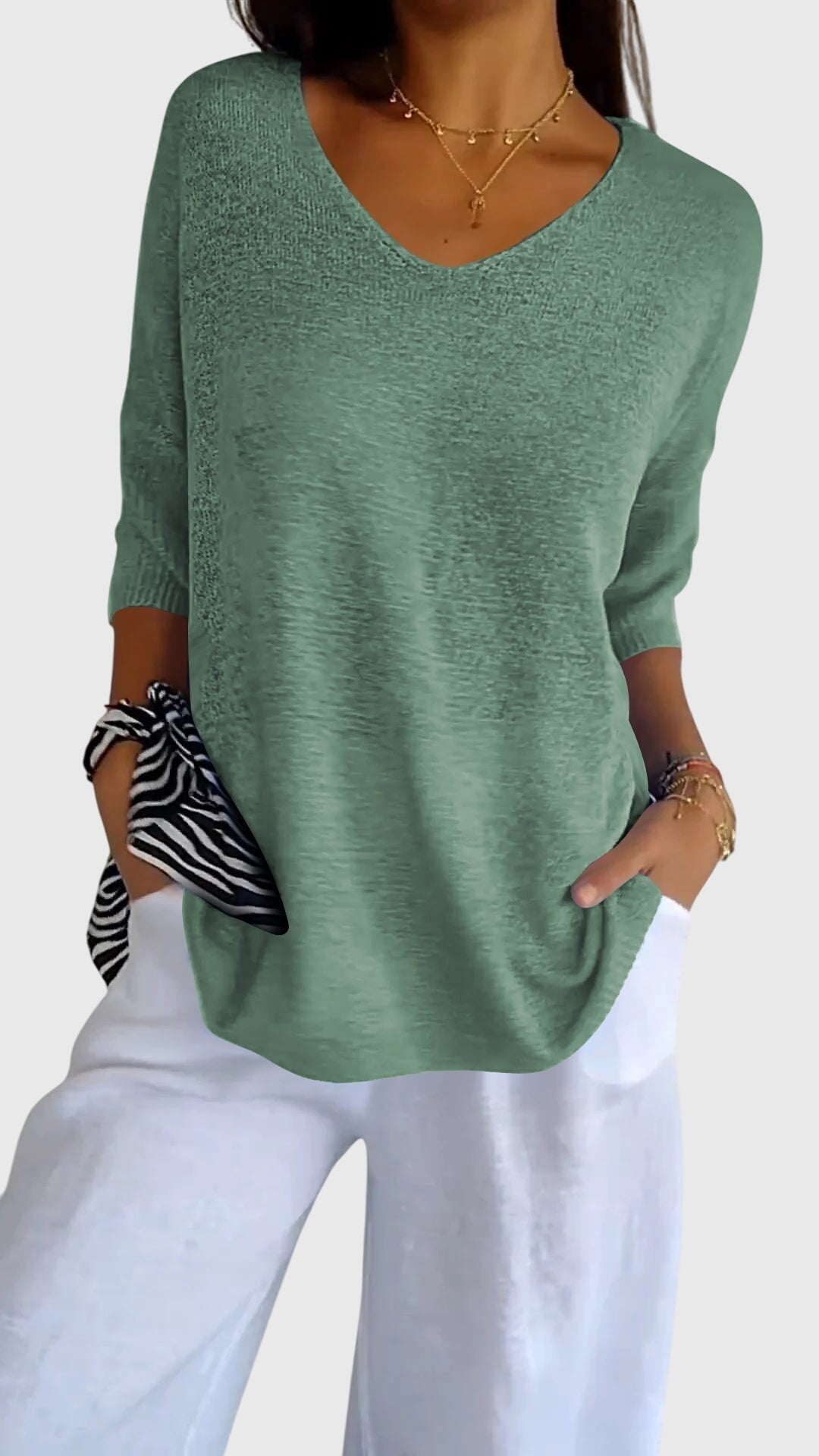 Cassandra™ | Elegant V-Neck Slim Fit Top
