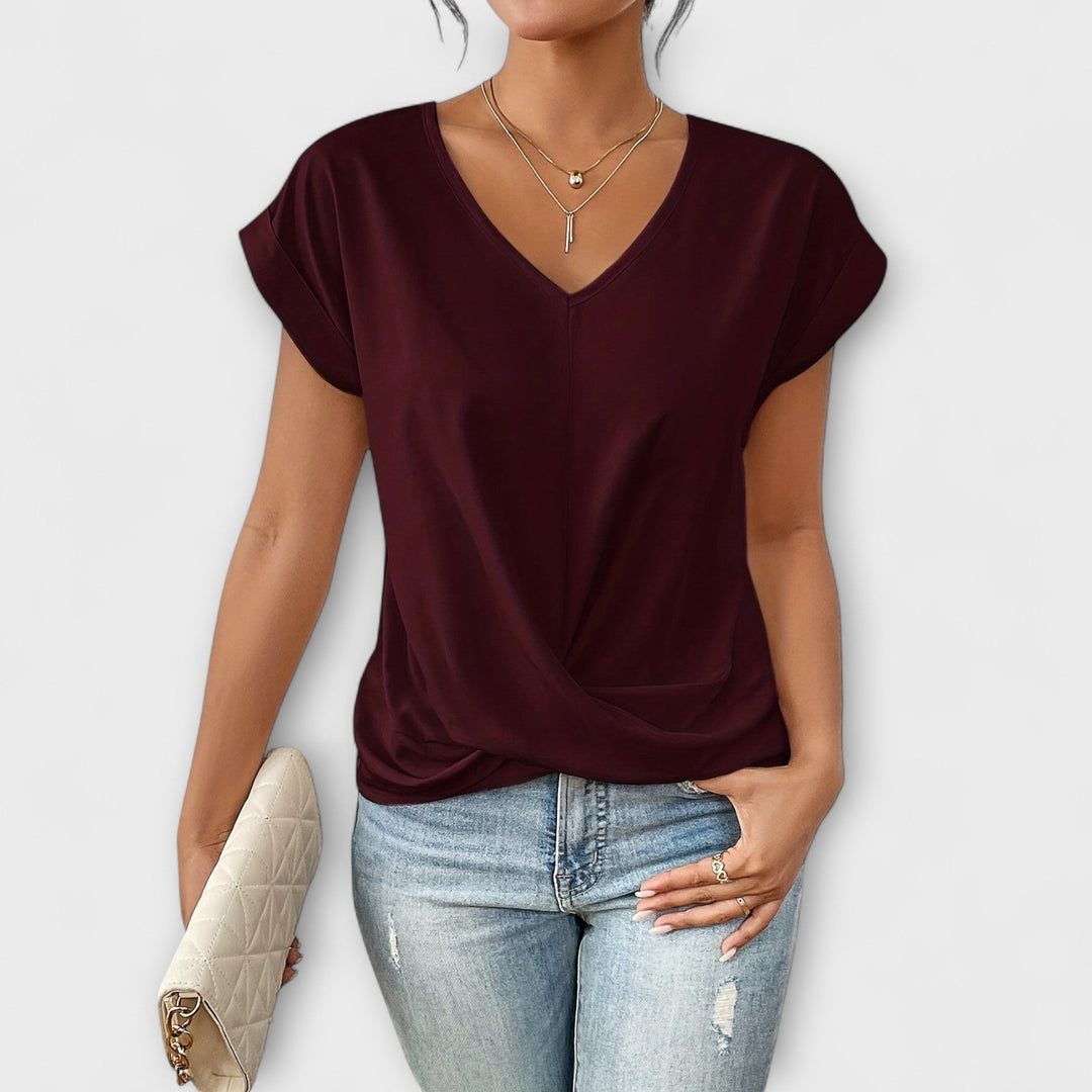 Carlinda | Elegant V-Neck Knit Top
