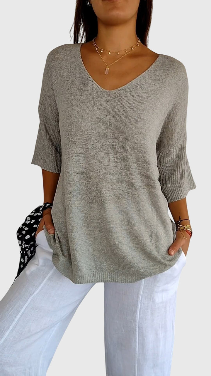 Cassandra™ | Elegant V-Neck Slim Fit Top