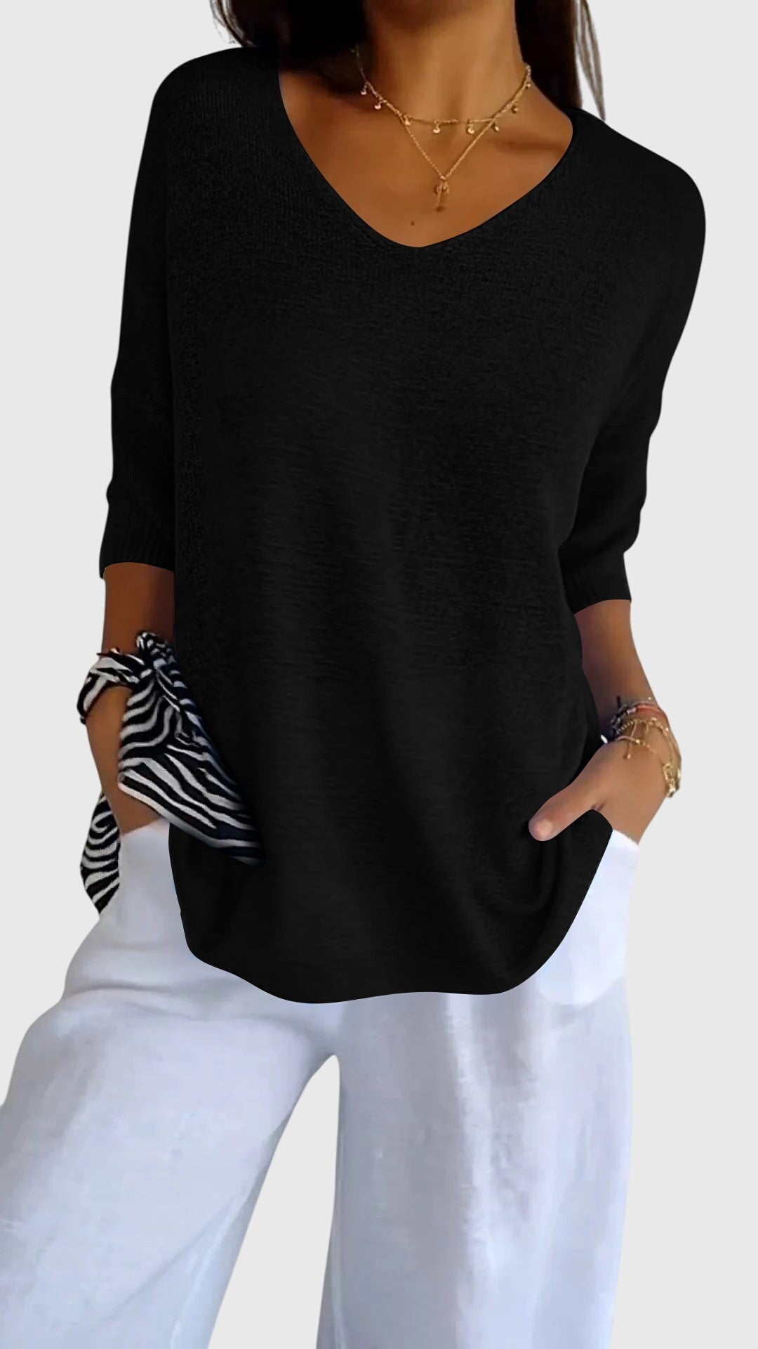 Cassandra™ | Elegant V-Neck Slim Fit Top